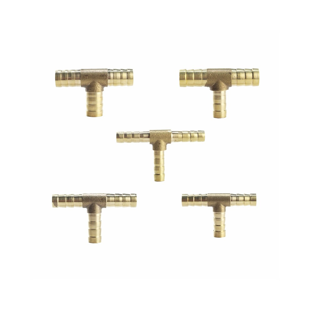 (12Mm)5Pcs Brass 3 Way Fuel Hose Tee Connector Fitting For Air Gas Pipe 9469042630292