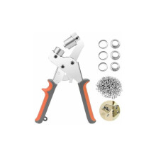 Eyelet Pliers, Professional Eyelet Puncher Set with 200 Pieces (Inner Ø 10 mm) Metal Eyelets for Leather Fabric Tarpaulin Curtain PVC Cisea