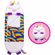Folding Sleeping Bag Pillow, 2 in 1 Anti-kick Sleeping Bag for Kids, White Unicorn Style
