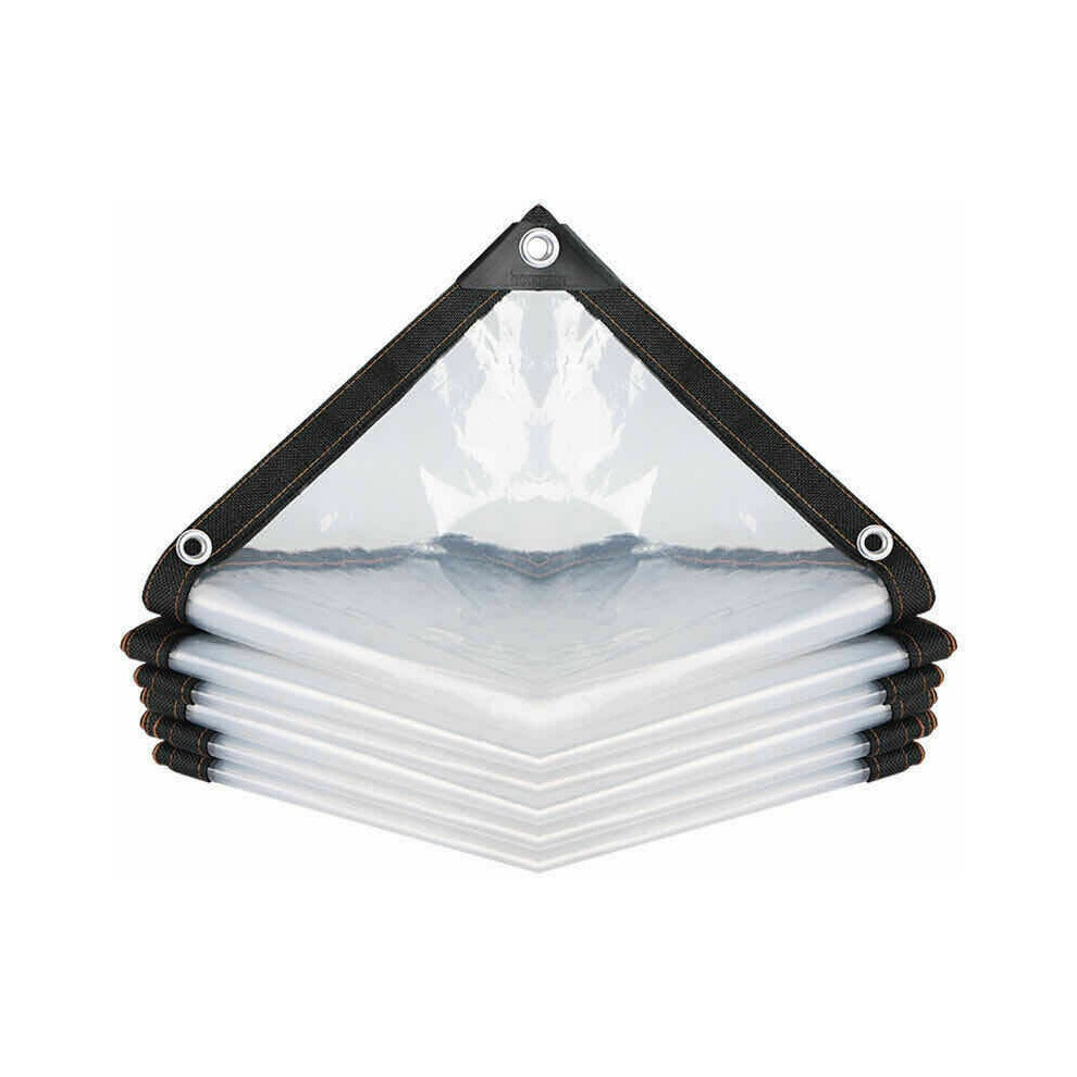 200X200cm Waterproof Transparent Tarpaulin With Eyelets, Multi-Purpose Pe Waterproof Rainproof Tear Resistant Ultra Light Tarp Cloth 9469042632739
