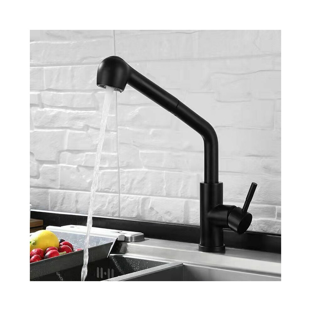 Pull-out Kitchen Faucet 2 Spray Modes 360 Swivel Single-lever Sink Mixer Tap Hot and Cold Water Black