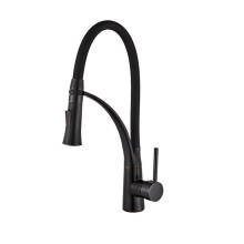 Black Kitchen Faucet Flexible Sink Mixer Tap with Pull-out Sprayer 360 Rotatable Cold and Hot Available