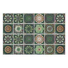 Green Department 10*10*24pcs euro Mandala Flower tiles sticker Wall Sticker waterproof and oil-proof kitchen and toilet wall decorative tile sticker