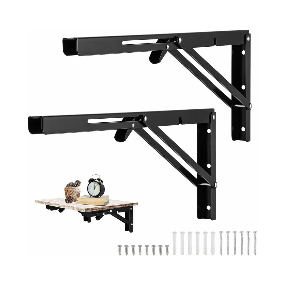 2Pcs Black Folding Wall Bracket, 450 X170mm Folding Bracket Console Bracket, Heavy Duty Folding Bracket, Folding Shelf Brackets For Garage Workbench 9469042637017