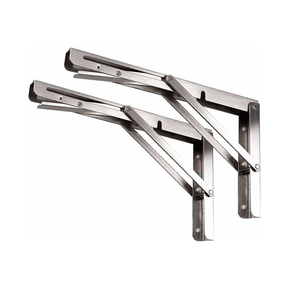 2Pcs 200Mm Folding Bracket, Stainless Steel Folding Console Bracket, Wall Shelf Bracket With Fixing Screws 9469042637048
