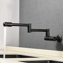 Black Cold Water Faucet Only Wall Mounted 360 Rotatable Kitchen Faucet Pull Down Kitchen Mixer Tap for Kitchen Sink Brass