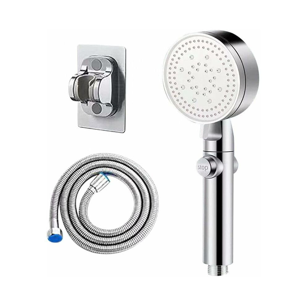 High Pressure Water Saving Shower Head, 6 Modes Adjustable Bathroom Shower Head, Anti-Limescale Shower Head With Stop, Easy To Install Silver 9469042638373