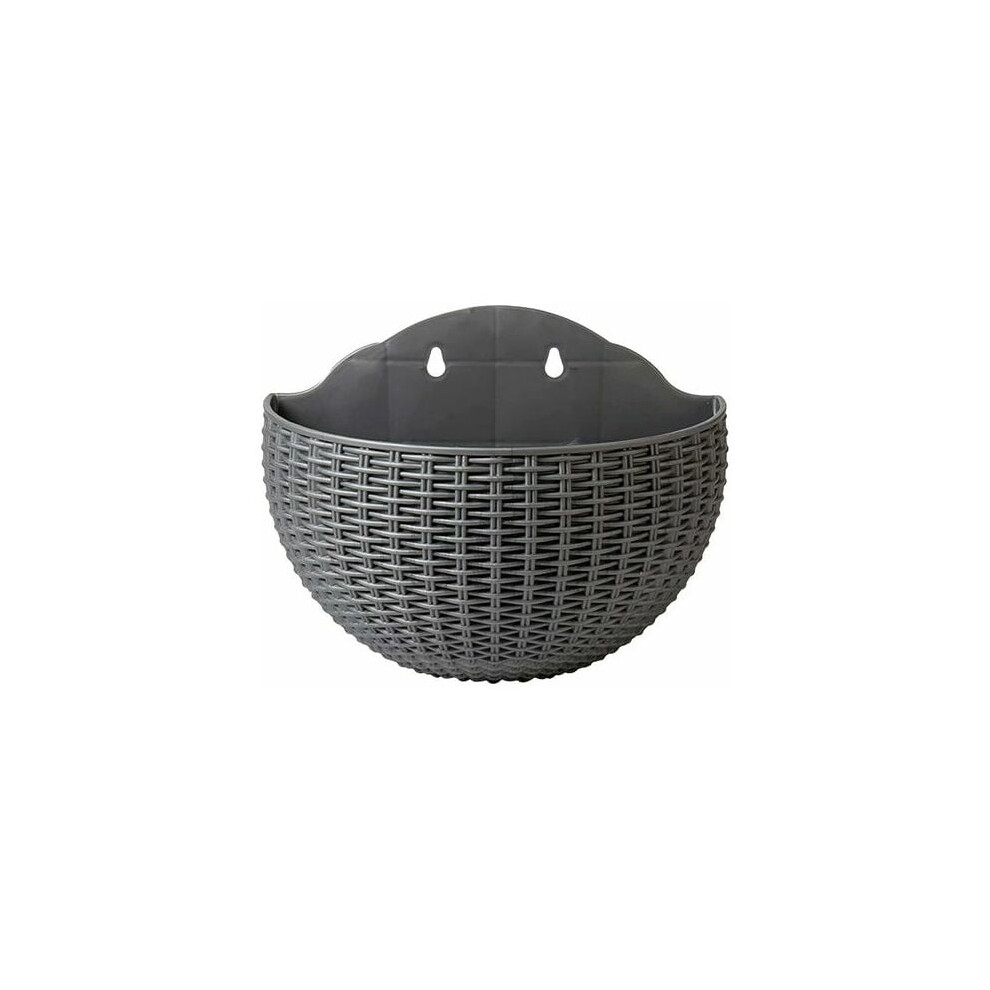 (Grey) Hanging wall planter, rattan planter, balcony fence, outdoor hanging planter, balcony hanging planter