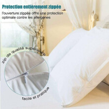 Waterproof Pillowcase (White, 48x74 cm, 2pcs) - Pillowcase with Zipper - Breathable and Dust Mite Resistant - Polyester Pillow Protector