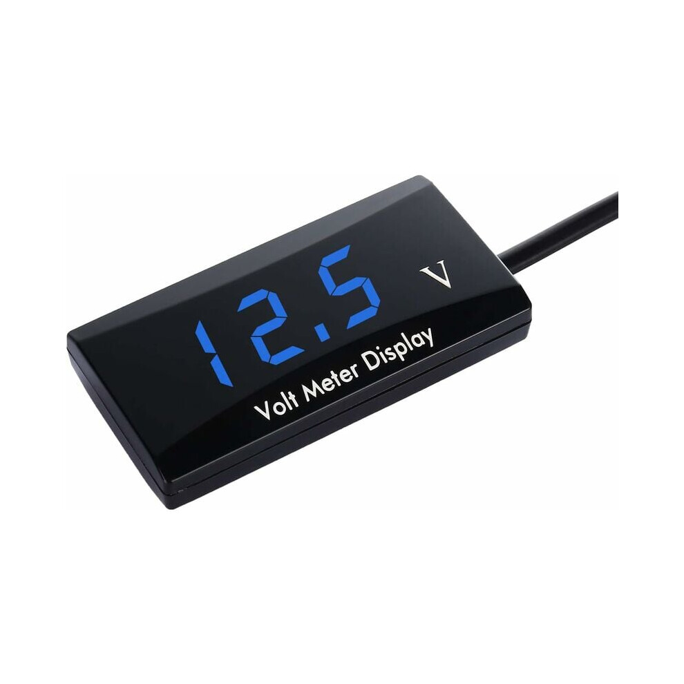 12V Car Digital Voltmeter Waterproof Dc 12V Led Voltmeter For Car Motorcycle Voltage Volt Meter Gauge ( Led) Blue 9469042640697