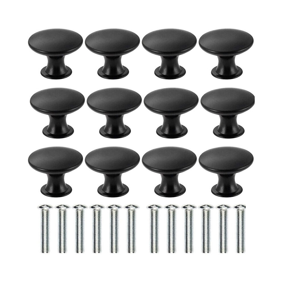 12X Vintage Drawer Knobs 30Mm - Black Kitchen Cupboard Handles For Dresser And Wardrobe Furniture With Screws 9469042641434