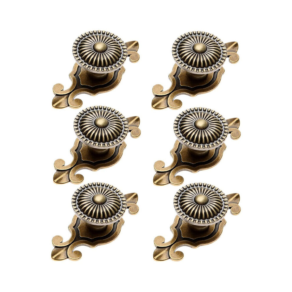 6 Pieces 2 In 1 Retro Furniture Knob Handle For Cabinet Drawer With Screws Bronze 9469042641496