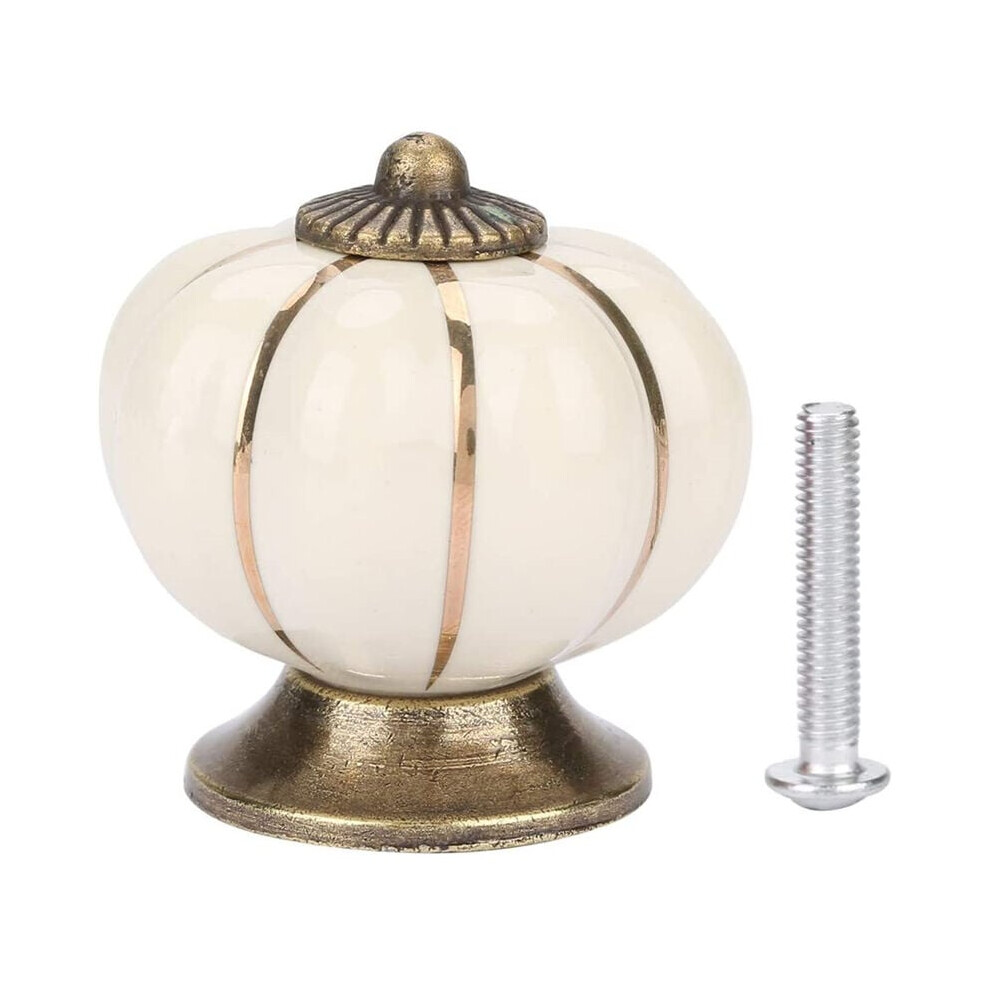 40Mm Ceramic Furniture Knob Vintage Pumpkin Cabinet Furniture Handle With Screws Beige 9469042641618