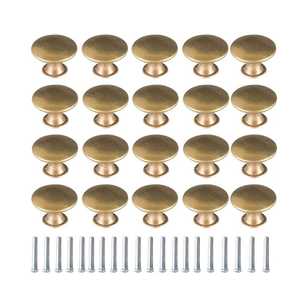 20X Brushed Gold Vintage Brass Door Knobs 30Mm Round Furniture Handles With Screws For Dresser Cabinet 9469042641878
