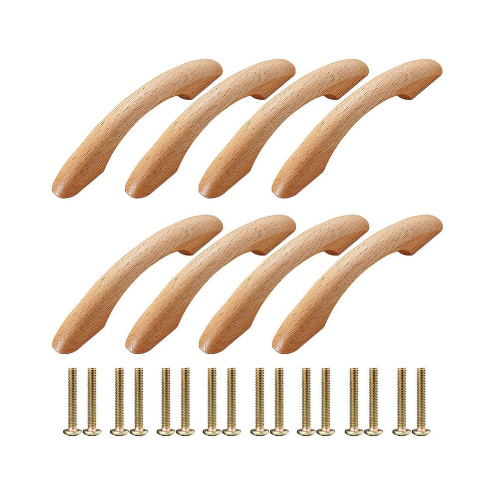 Set Of 8 Wooden Furniture Handles 96Mm Drawer Pulls With Screws For Dresser Cabinet Door 9469042642226