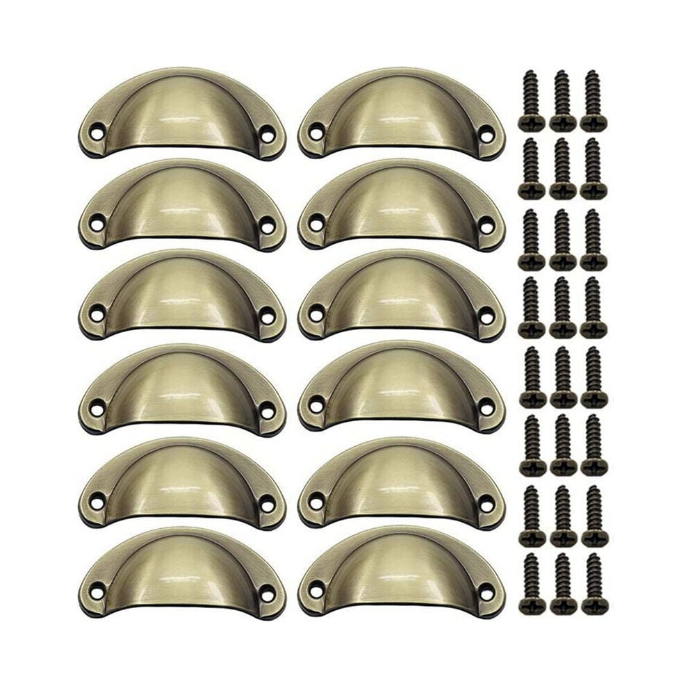 12Pcs Retro Shell Door Handle 82Mm Vintage Drawer Cabinet Handle With Screws Brushed Bronze 9469042642561