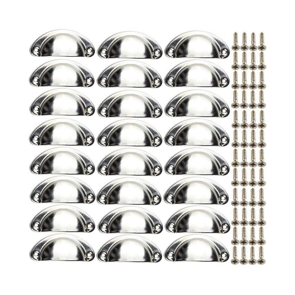 24X Silver Vintage Shell Furniture Handles Semi-Circular Drawer Knobs For Cabinet With Screws 9469042642578