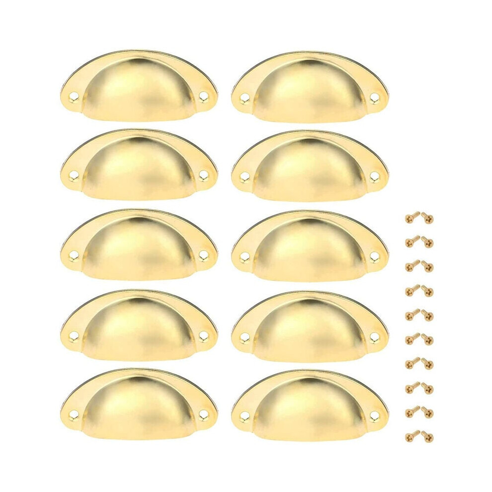 10Pcs Gold Furniture Handle Vintage Shell Cabinet Drawer Pull Handle 82Mm Cupboard Door Knob With Screws 9469042642608