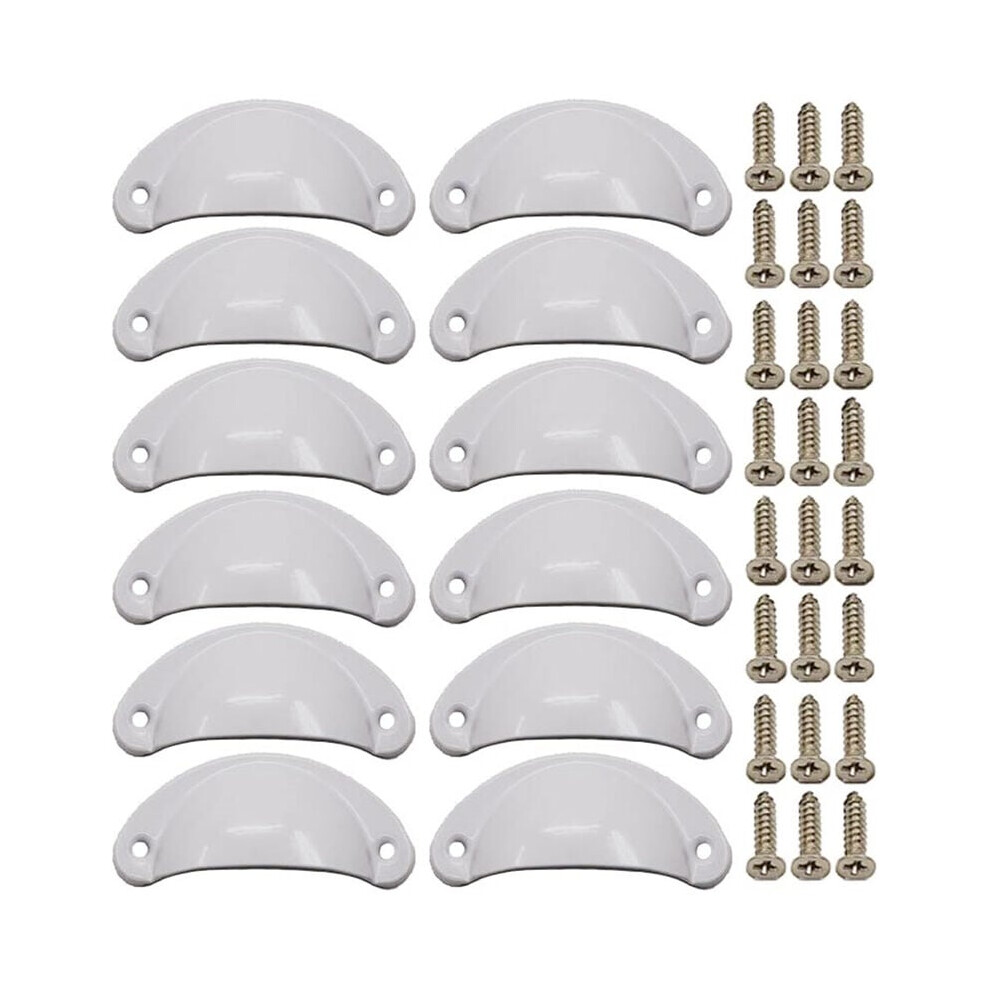 12Pcs White Door Handle Retro Shell 82Mm Vintage Drawer Cabinet Handle With Screws 9469042642615
