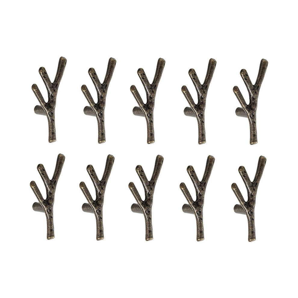 10X Bronze Handle - Single Hole Branch Shape Furniture Zinc Alloy Cabinet Handles With Screws 9469042642745