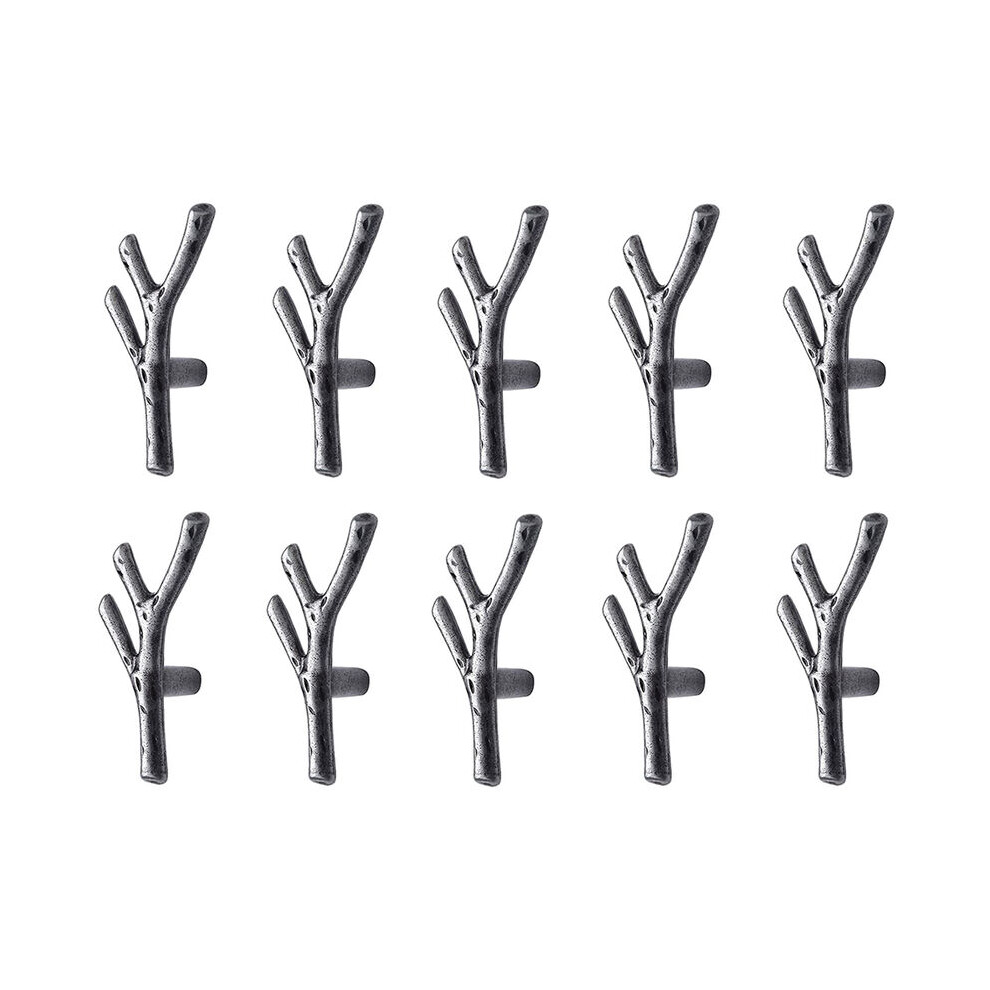 10X Silver Handle - Single Hole Branch Shape Furniture Zinc Alloy Cabinet Handles With Screws 9469042642868
