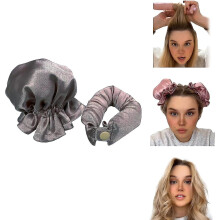 (Dirty pink) Satin Heatless Hair Curler 2 Set, Hair Rollers For Heatless Curls With Hair Caps, Soft Curling Rod Headband For Long Hair, Curling Set For Sleep