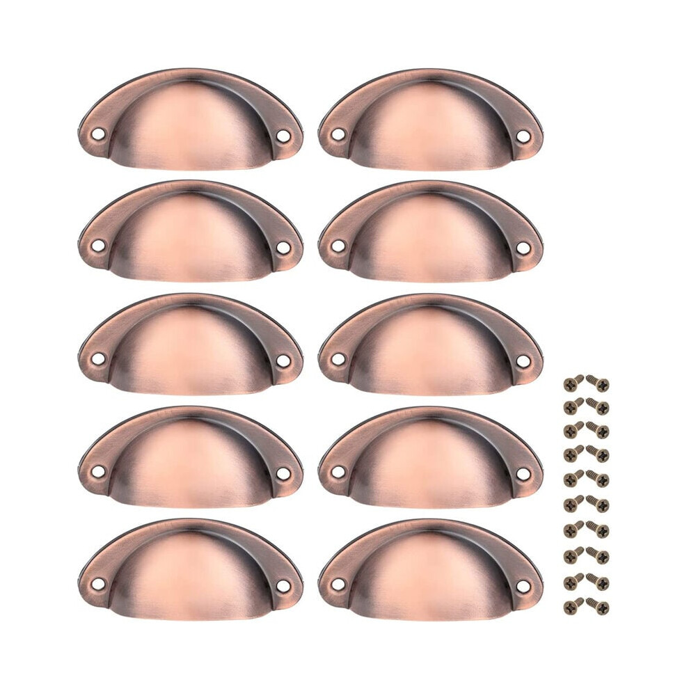 10Pcs Red Bronze Brushed Furniture Handle Vintage Shell Cabinet Drawer Pull Handle 82Mm Cupboard Door Knob With Screws 9469042642875