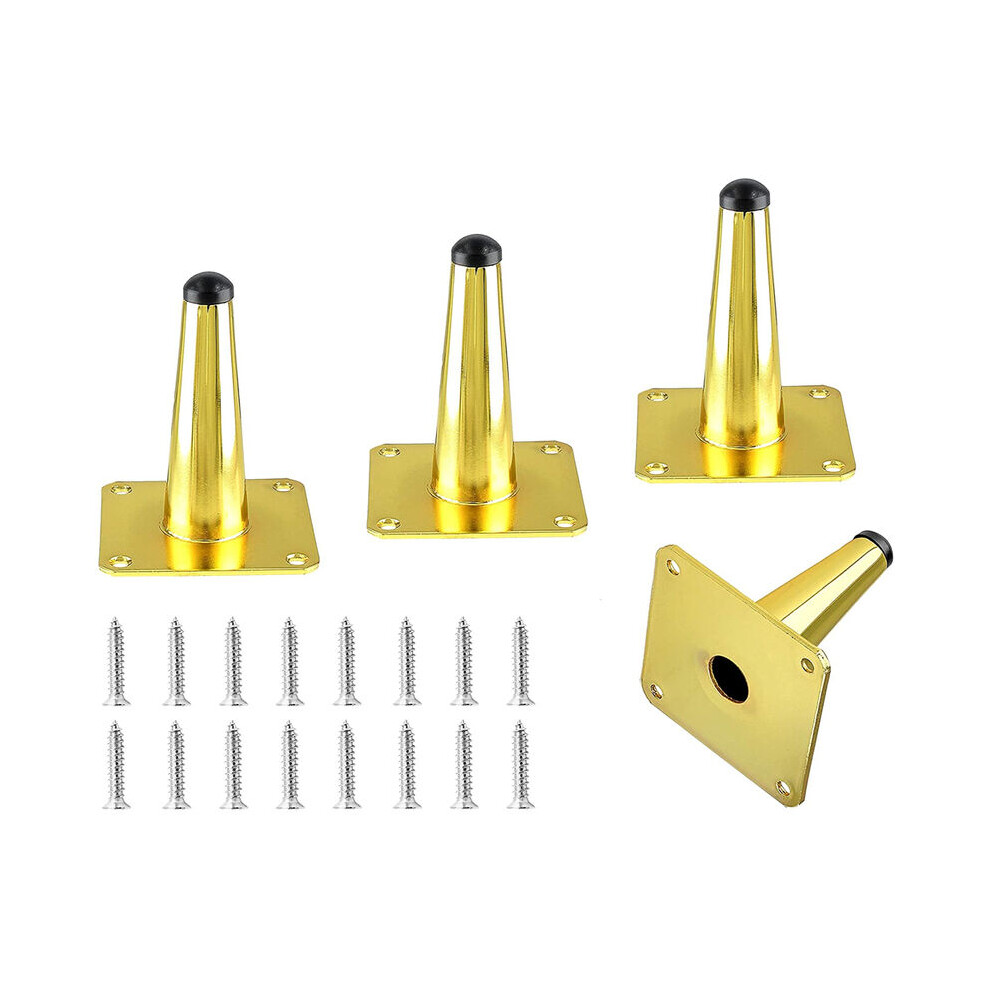 4X Gold Furniture Legs - 10Cm Tapered Iron Support Feet For Cabinet Table Bed 9469042643216