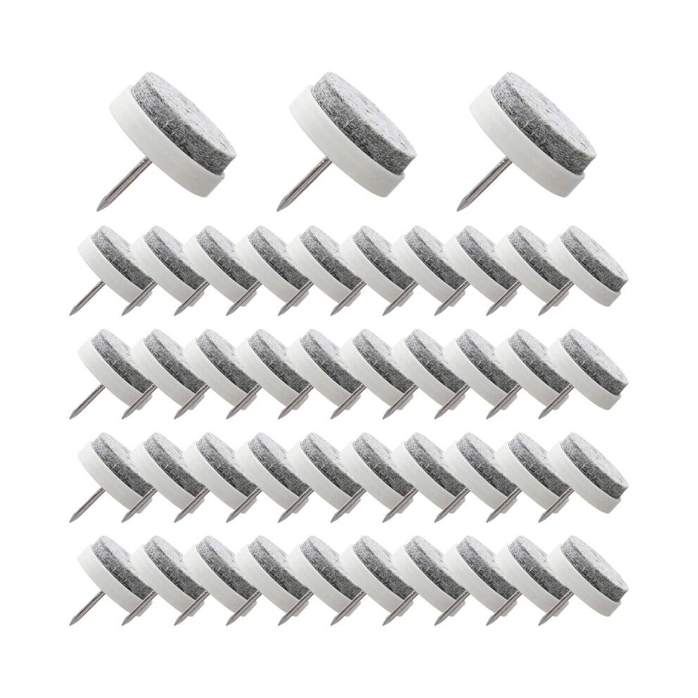 50 Pcs Nail-On Chair Pads 24Mm White Felt Chair Pads For Protecting Furniture Feet 9469042643162