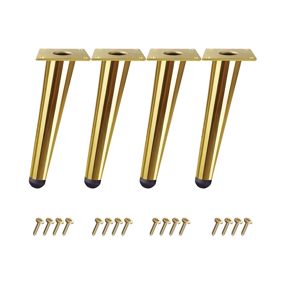 Set Of 4 Gold Table Legs 10Cm Oblique Cone Furniture Feet For Bed Cabinet Chair With Screws 9469042643278