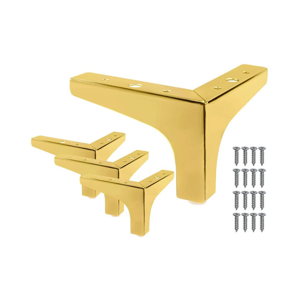 Set Of 4 Gold Legs - 10Cm Metal Triangle Bed Feet Furniture Legs For Diy Table Cabinet 9469042643292