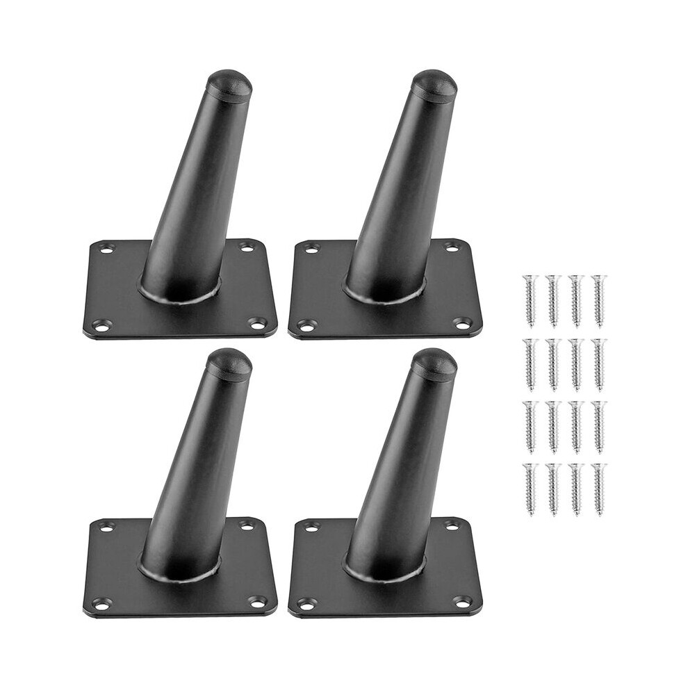 4X Furniture Legs - 10Cm Black Oblique Cone Iron Support Feet For Cabinet Table Bed 9469042643179