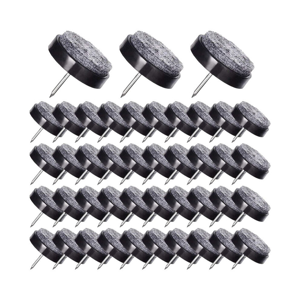 50 Pcs Nail-On Chair Pads 24Mm Black Felt Chair Pads For Protecting Furniture Feet 9469042643148