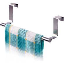 Toallero para colgar sobre la puerta, de acero inoxidable plateado, de 23 cm, para colgar en la puerta del armario sin necesidad de taladrar