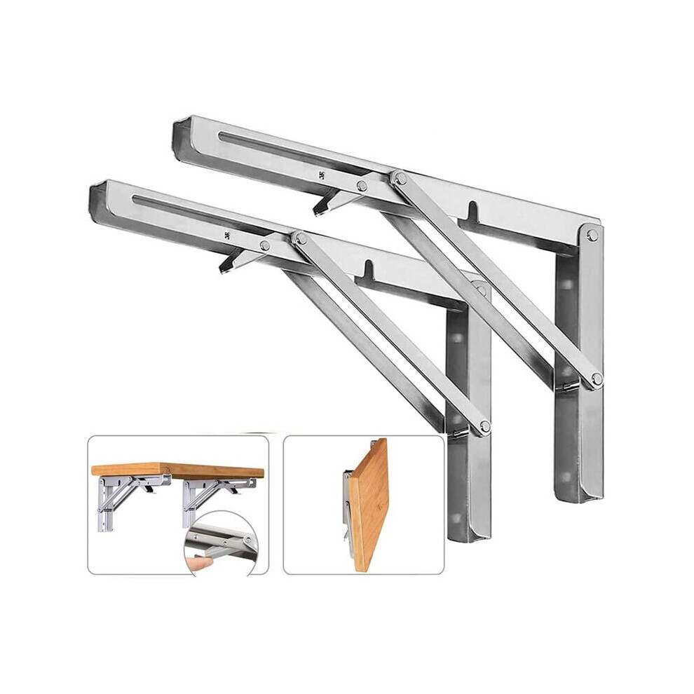 Pack 300Mm Folding Shelf Brackets, Stainless Steel Wall Mounted Bracket, Floating Table Bracket, Foldable Table Bracket 9469042644756