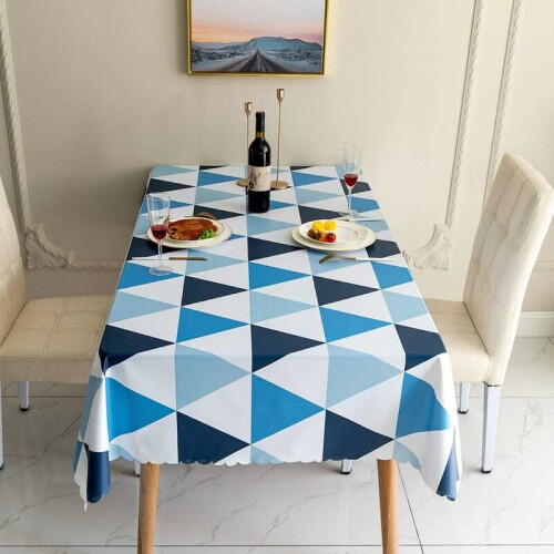 Tablecloths PVC Rectangular Tablecloth 140140cm Wipeable Waterproof Table Cloth Easy Clean Nordic Style Triangular Lattice Tablecloth 1