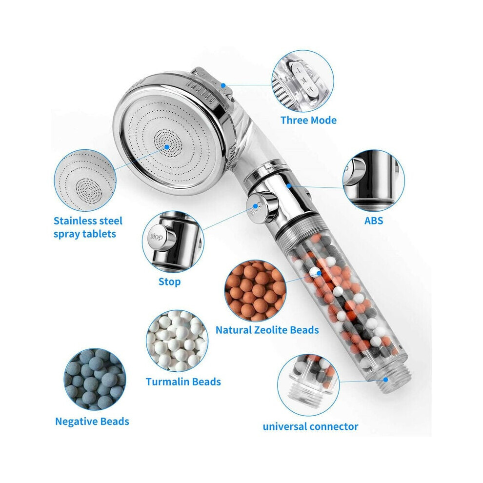 3 In 1 Shower Head Water Saving Shower Head Ionic Filter Anti-Limescale Filter 9469042646590