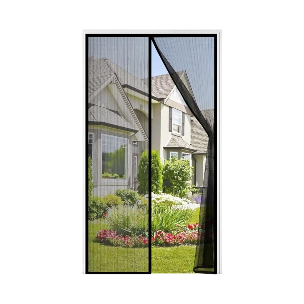 Black Magnetic Door Curtain 120X210 Cm For French Windows Anti Mosquitoes Flies 9469042647245