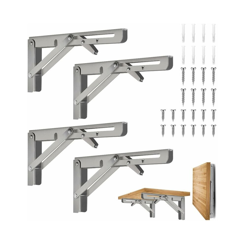 4 Pieces Folding Bracket 20Cm, Folding Console Bracket, Load-Bearing Folding Shelf Brackets 9469042648327