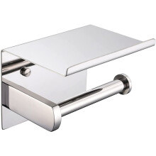 Stainless Steel Wall Mounted Toilet Paper Holder Paper Dispenser with Shelf for Bathroom Kitchen Chrome
