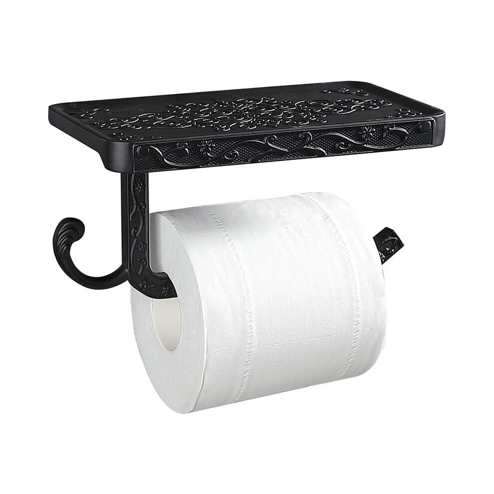 Vintage Black Toilet Paper Holder Wall Mounted with Shelf and Hook Toilet Roll Holder for Bathroom WC-image-OPC-PG5RDKV-NEW