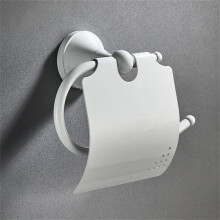 Retro White Toilet Paper Holder Wall Mounted Antique Brass Toilet Roll Holder Stand with Cover