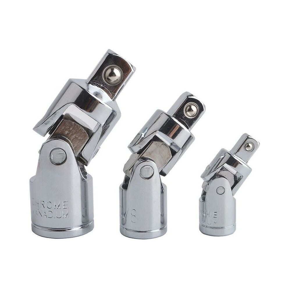 Photos - Other Hand Tools 3pcs Impact Universal Joint Socket Set Rotary Actuator Adapter Reducer Cr-v Steel Silver Chrome Finish 1/4 3/8 1/2