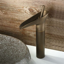 Antique Brass Classic 1 Hole Basin Sink Mixer Tap Solid Brass Waterfall Faucet Antique Brass