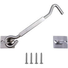 Silver Stainless Steel Door Catch and Eye Latch Cabin Window Hook for Garage Door, 8 Inch
