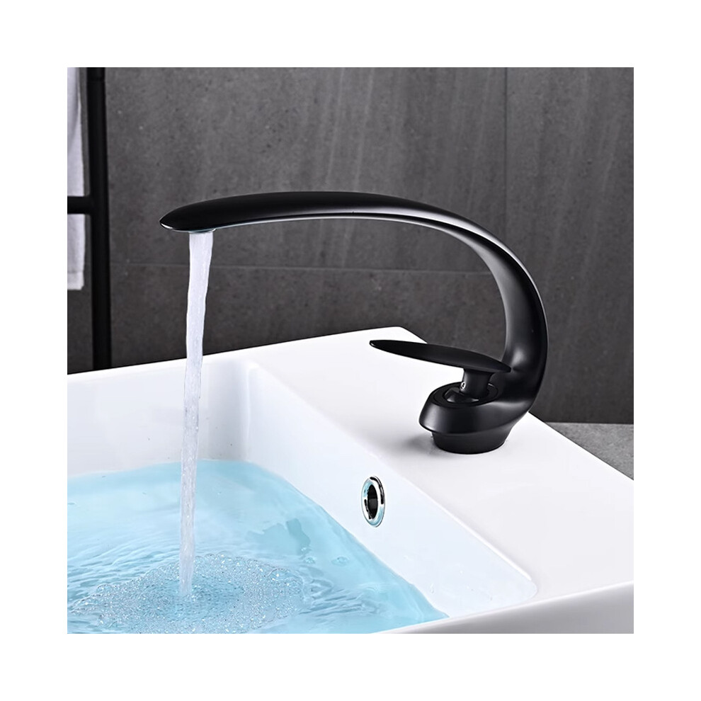Bathroom Sink Faucets Brass-Black Sink Mixer Tap Single Hole Vanity Crane Lavatory Art Sink Faucet 9469042651242