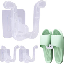 3Pcs Slipper Holder (Transparent) No Drilling Bathroom Slipper Holder Hooks Multifunctional Shoe Organization for Closet Door Entryway Bathroom