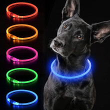 1 collar luminoso para perros (azul), collar LED recargable por USB, se puede cortar a cualquier tama?o, collar de seguridad para perros peque?os, med