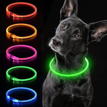 1 collar luminoso para perros (verde), collar LED recargable por USB, se puede cortar a cualquier tama?o, collar de seguridad para perros peque?os, me