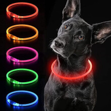 1 collar luminoso para perros (rojo), collar LED recargable por USB, se puede cortar a cualquier tama?o, collar de seguridad para perros peque?os, med